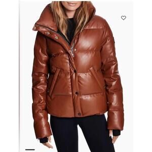 SAM. New York Isabel Down Puffer Jacket Womens Size Small Saddle Brown Coat